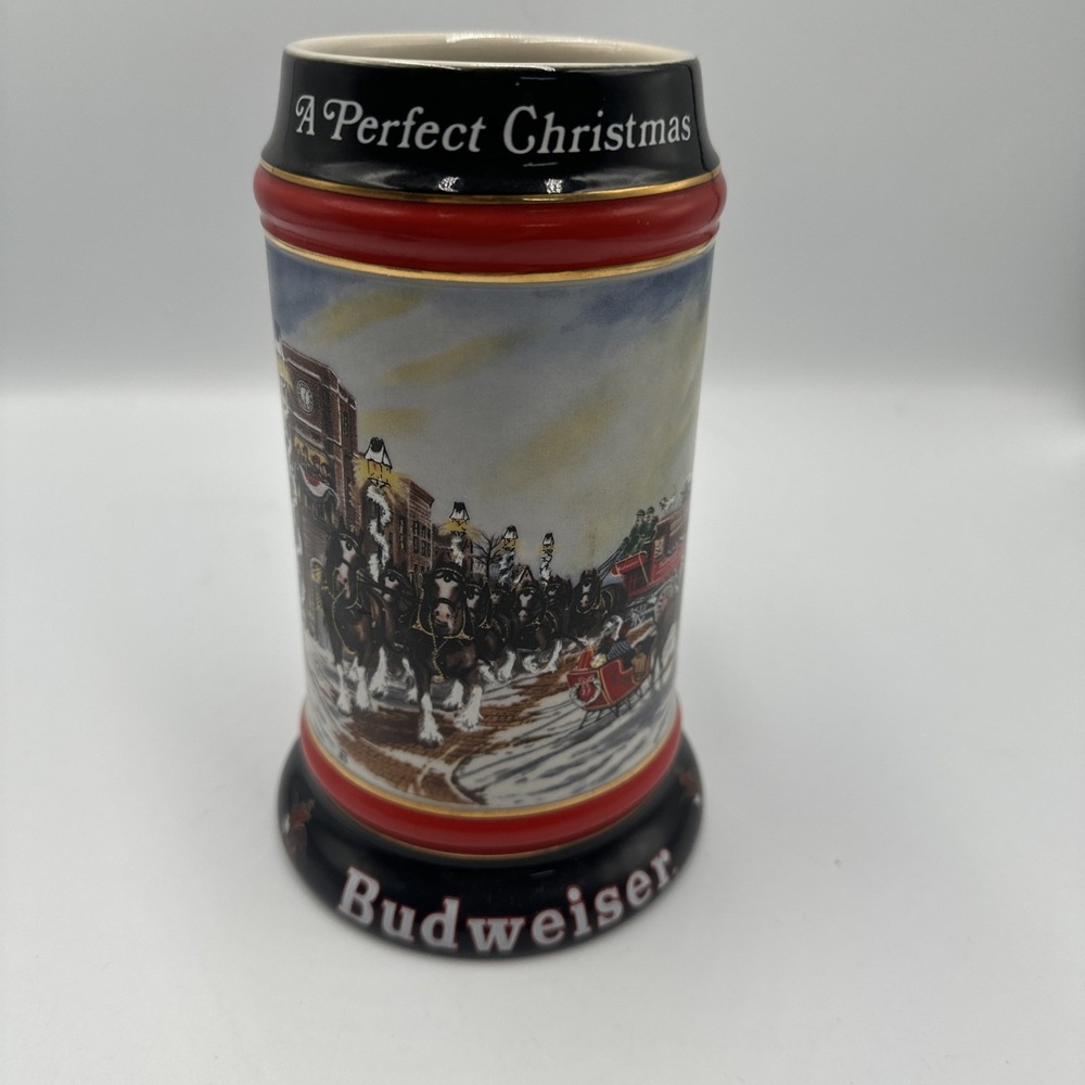 1992 Budweiser Collector Beer Stein Mug Clydesdales A Perfect Christmas Holiday